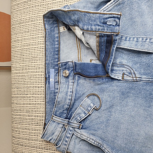 7‎ For All Mankind Jeans Womens 24 Straight Leg Belted D-Ring Denim Pants - Picture 1 of 15